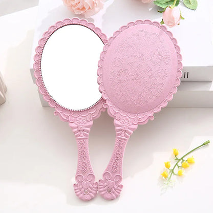 Zonyin High Quality Gold Oval Handheld Makeup Mirror Custom Logo Vanity Retro Hand Held Cosmetic Mirror for Women Girls Gift