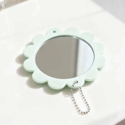 Zonyin Custom Logo Flower Makeup Mirror Handheld Pocket Mirror Plastic Portable Single Sided Cosmetic Mirror for Girls Gift