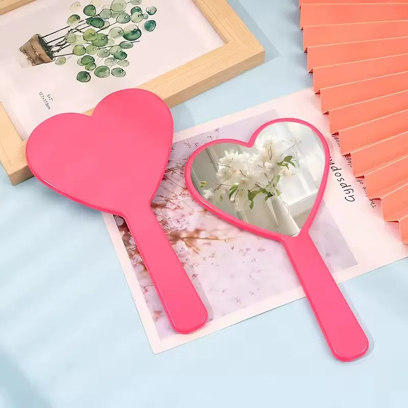 Zonyin Wholesale Custom Logo Large Black Heart Shaped Mirror Personalized Single Sided Pocket Hand Held Makeup Mirror for Women