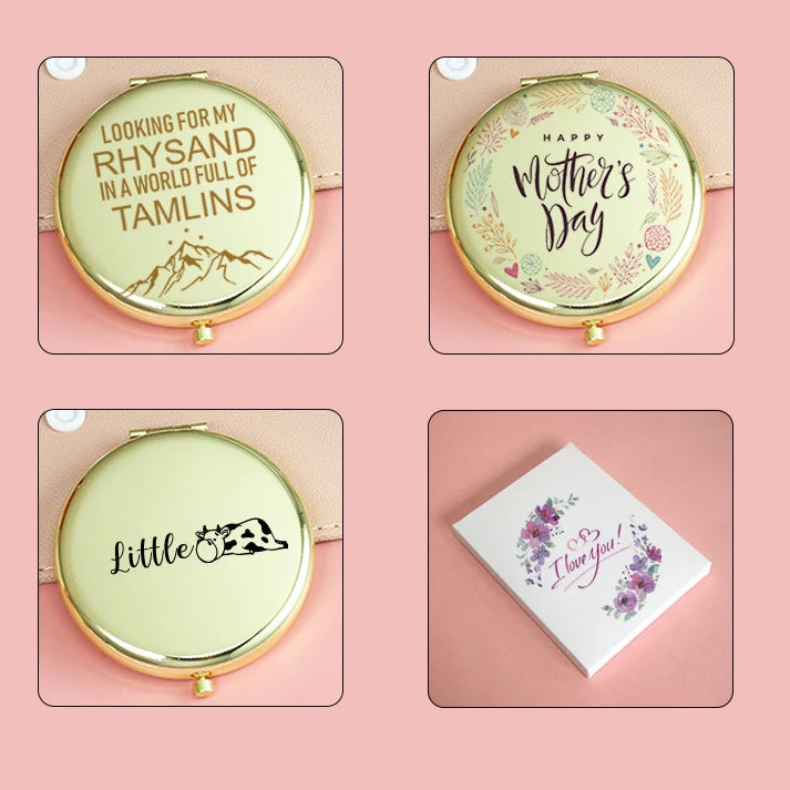 Zonyin Customized Logo Double Sided Compact Metal Cosmetic Mirror New Style Small Pocket Wedding Souvenirs Makeup Mirror