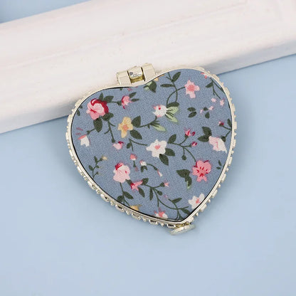 Zonyin High Quality Handheld Makeup Mirror Wholesale Vintage Silk Fabric Rectangle Oval & Round Sided Mirrors with Double Sides