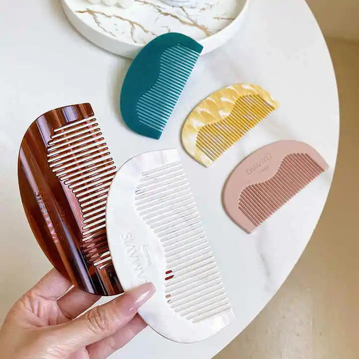 Zonyin New Design Acetate Travel Makeup Mirror Comb Set With Carved Logo Retro High-end Portable Pocket Mirror for Promotion