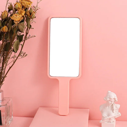 Zonyin Hot Selling Compact Travel Makeup Mirror Rectangle Small Handheld Cosmetic Mirror with Handle Pocket for Beauty