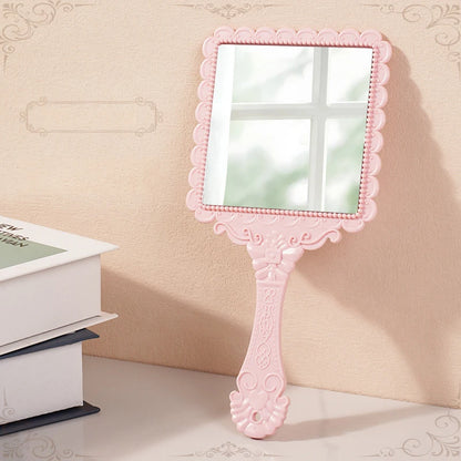 Zonyin Wholesale European Princess Vintage Oval Hand Held Cosmetic Mirror Handheld Retro Compact Makeup Mirror for Wedding