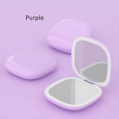 Zonyin Portable Rechargeable 10X Magnification Compact Makeup Mirror LED Lights Handheld Cosmetic Mirror for Travel