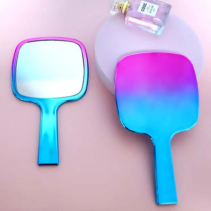 Zonyin New Square Electroplated Gradient Color Cosmetic Mirror Large Size Plastic Handheld Makeup Mirror with Printed Logo