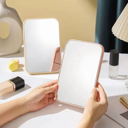Zonyin Abs Plastic Desktop Rotatable Foldable Cosmetic Mirror Square HD Glass Princess Tabletop Makeup Mirror With Hanging Hole