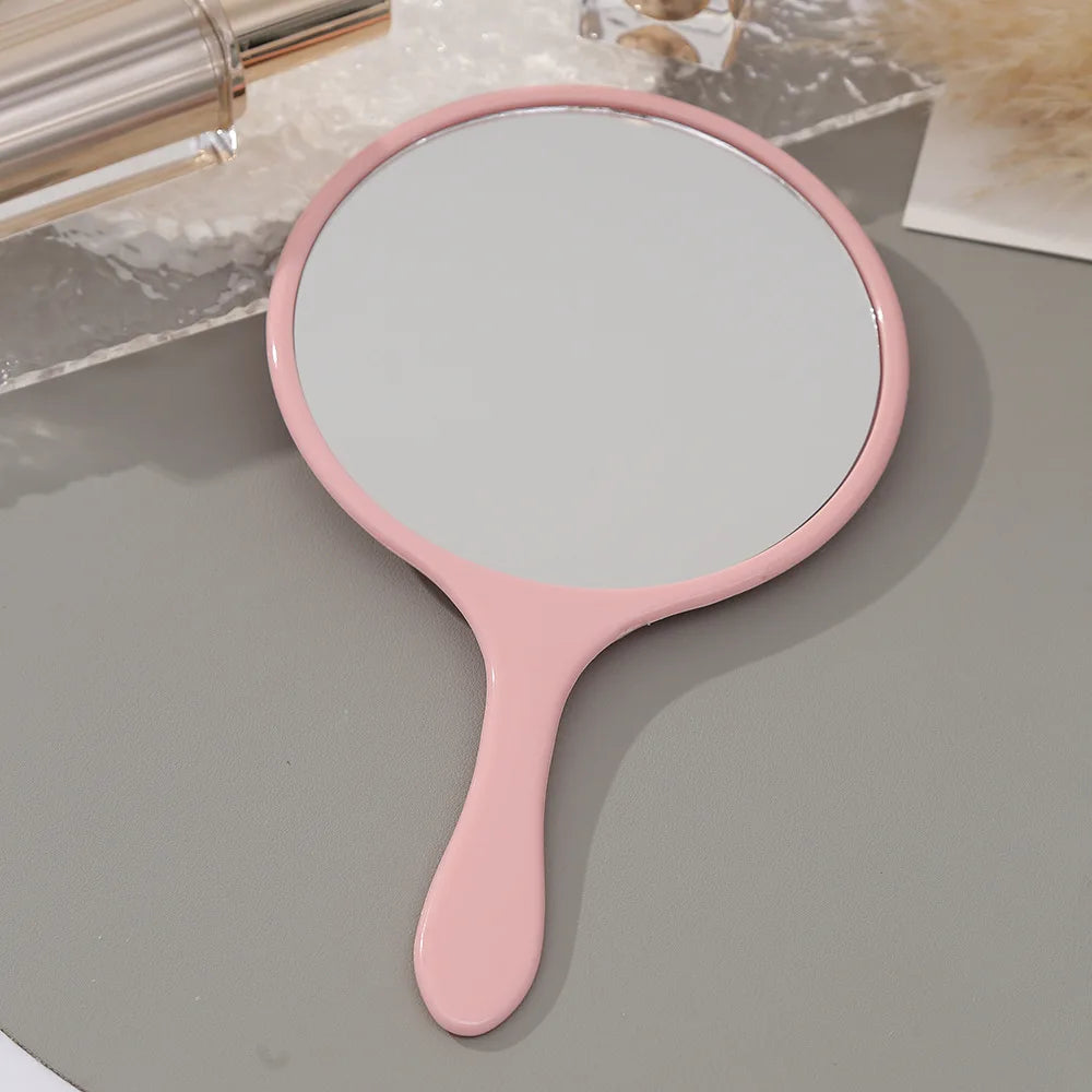 Zonyin New Arrival Large Size Round Handheld Makeup Mirror 16*27cm Plastic Travel Mirror  with Custom Logo for Hair Salon