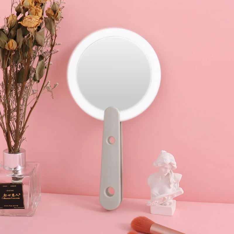 Zonyin OEM Private Label Handheld Compact Led Lights Travel Small Portable Cosmetic Espejo Makeup Led Mirror Led Pocket Mirror