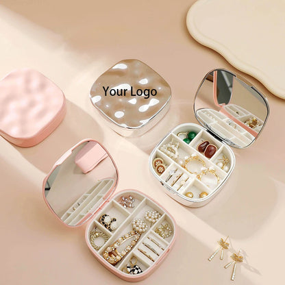 Zonyin New Arrive High Quality Electroplate Sparkling Makeup Mirror Private Label Travel Cosmetic Mirror With Jewelry Organizer
