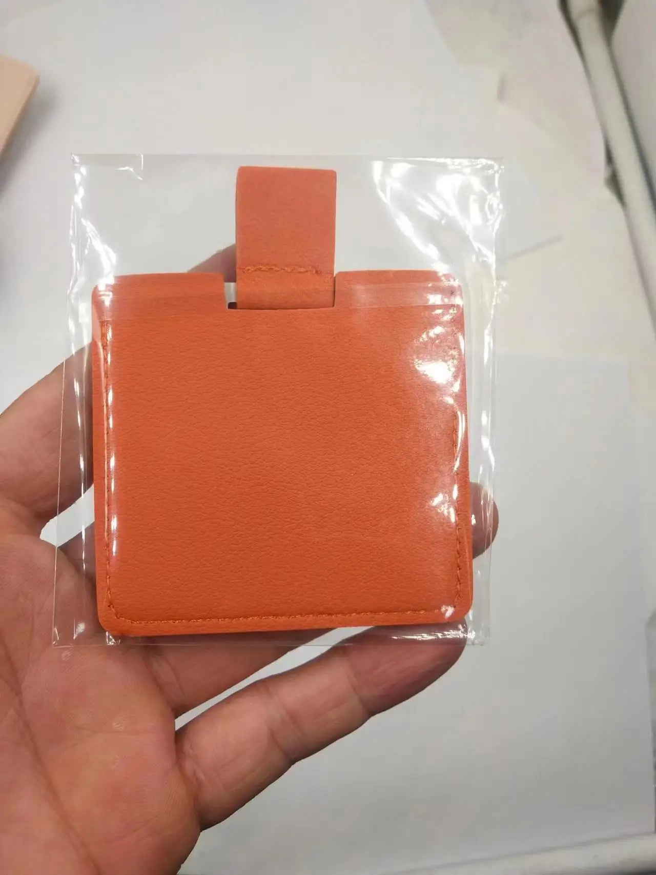Zonyin Promotion Gift Cheap Square Shaped Pu Leather Small Mirror No Break Stainless Steel Metal Pocket Mirror with Custom Logo