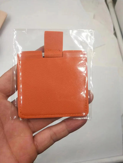 Zonyin Promotion Gift Cheap Square Shaped Pu Leather Small Mirror No Break Stainless Steel Metal Pocket Mirror with Custom Logo