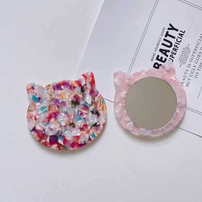 Zonyin Private Label Cat-Shape Travel Cosmetic Mirror Custom logo Acetate Small Pocket Mirror for Makeup Promotional Gift
