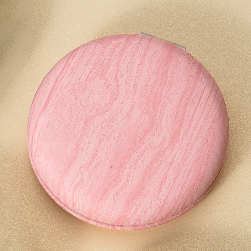 Zonyin Wood Grain PU Leather Makeup Mirror Portable Double Sided Folding Pocket Mirror Cute Compact Cosmetic Mirror for Gift