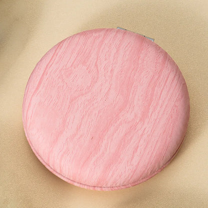 Zonyin Wood Grain PU Leather Makeup Mirror Portable Double Sided Folding Pocket Mirror Cute Compact Cosmetic Mirror for Gift