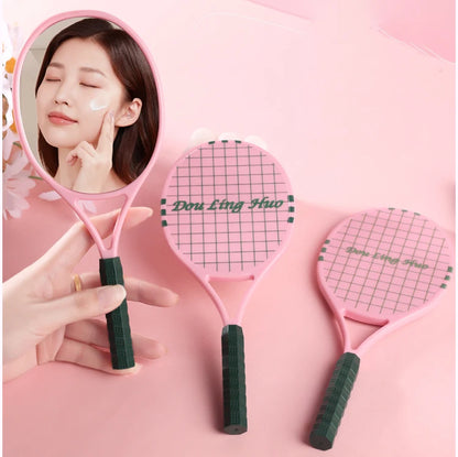 Zonyin New Arrivals Handheld Makeup Mirror Portable Plastic Tennis Racket Shape Small and Cute with Customized Logo for Children