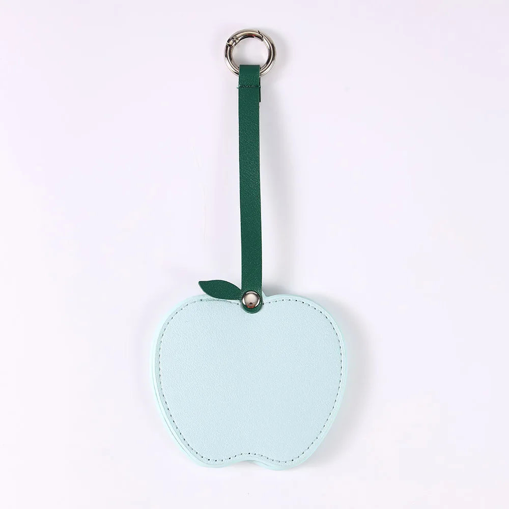 Zonyin Christmas Apple Design Baby Pink Pocket Makeup Mirror Customized Private Logo Small Mirror with Hanging Rope and Key Ring