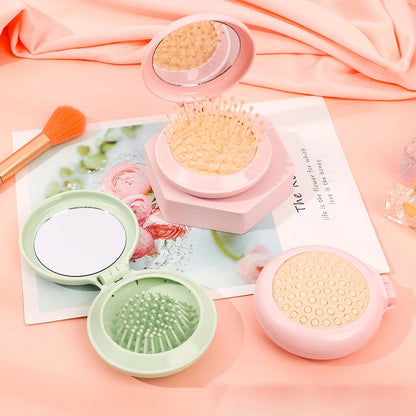 Zonyin Custom Logo Hot Sell Mini Plastic Folding Cosmetic Mirror Portable Comb Pocket Travel Mirror Mini Makeup Mirror for Girls