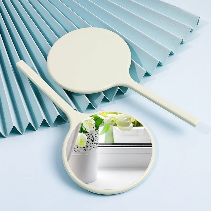 Zonyin Custom Logo Small Handheld Makeup Mirror ABS Plastic Handle Compact Cosmetic Mirror for Women Personalization Feature