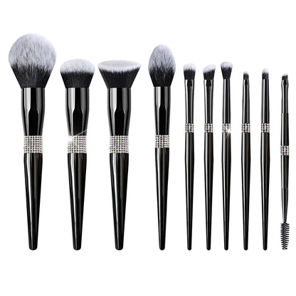 Zonyin Luxury 12Pcs Champagne Gold Soft Private Label Makeup Brushes Bling Glitter Diamond Makeup Brush Set With Rhinestone