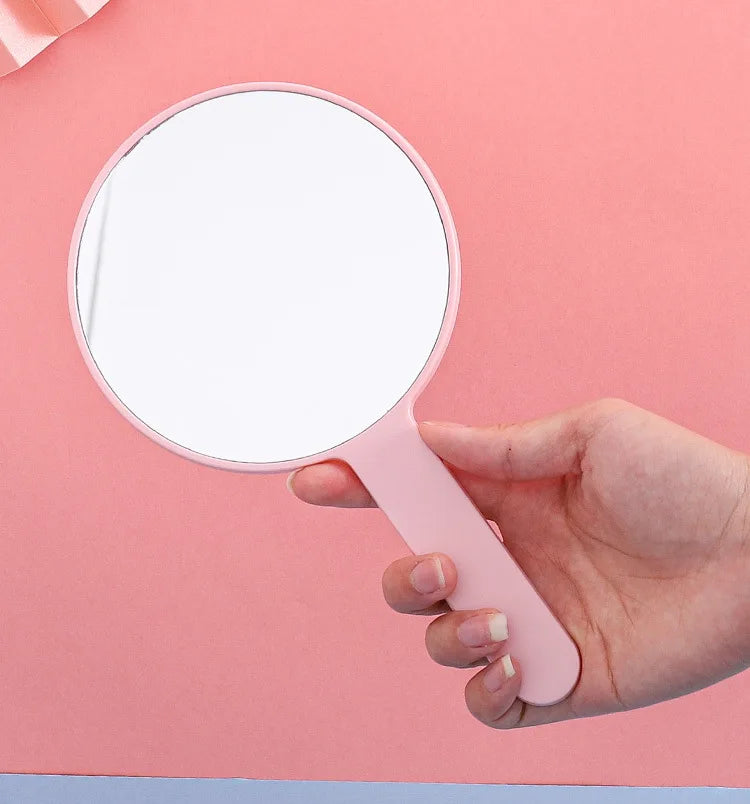 Zonyin Round Plastic Travel Makeup Mirrors Large Cosmetic with Handle Mirrors Decorative Hand Held for Women Girls Daily Makeup
