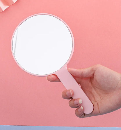 Zonyin Round Plastic Travel Makeup Mirrors Large Cosmetic with Handle Mirrors Decorative Hand Held for Women Girls Daily Makeup