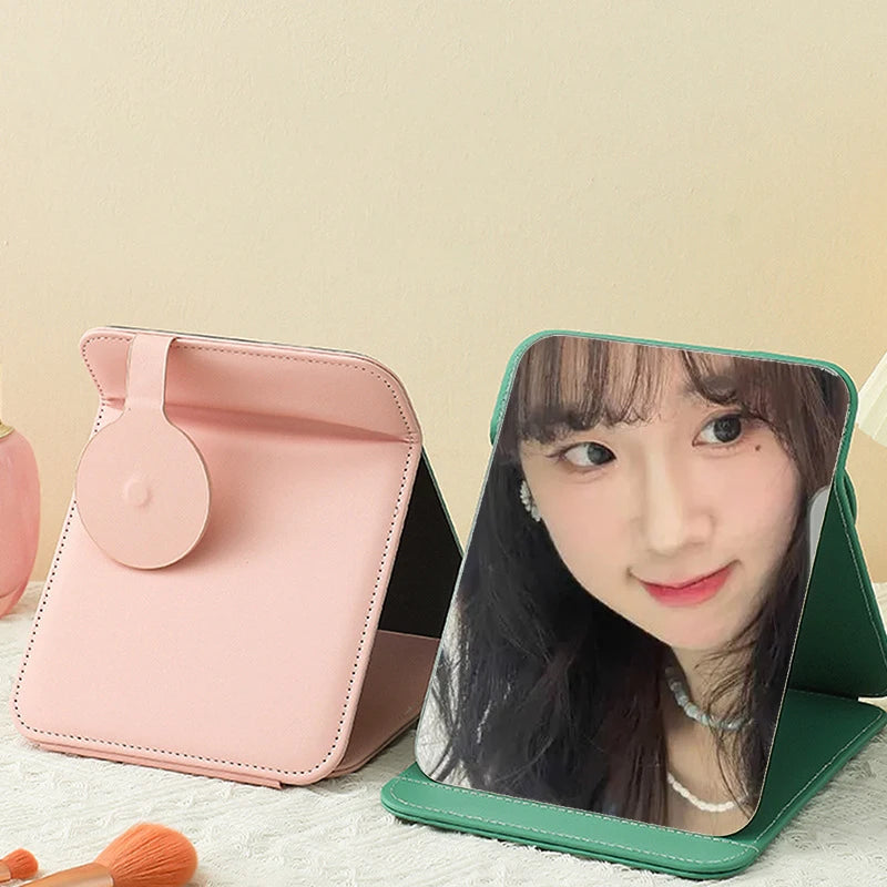 Zonyin High Quality Foldable Pu Leather Makeup Mirror Custom Logo Outdoor Portable Travel Mirror with 10X Magnifying Mirror