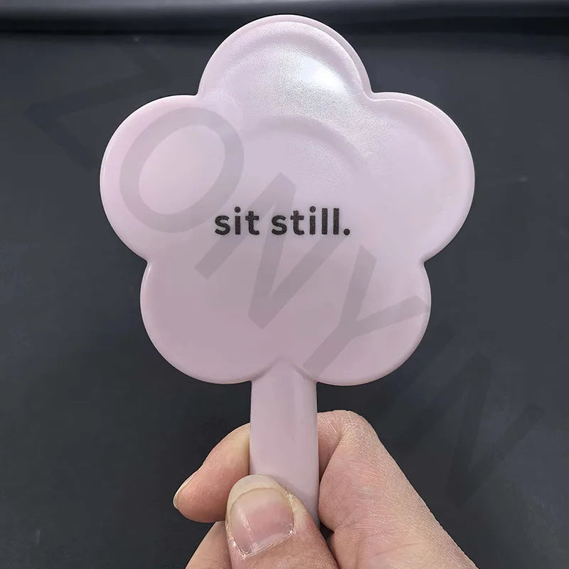 Zonyin Wholesale Custom Plastic Flower Shape HandHeld Mirror Small Round Pink Hand Held Makeup Mirror for Women Gift