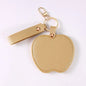 Zonyin Unique Christmas Gifts Red Apple-Shaped Pocket Mirror Foldable Pink Pu Leather Small Makeup Keychain Mirror for Women