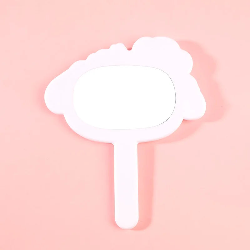 Zonyin Cute Dog-Shaped Handheld Cosmetic Mirror New Arrival Customizable Single Side Handle Hand Held Makeup Travel Mirror for