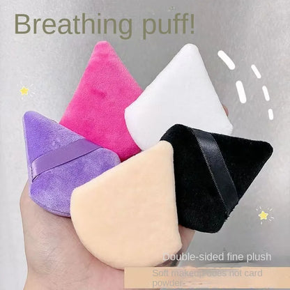 Wholesale Custom Logo Beauty Tool Cotton Makeup Setting Powder Puffs Velvet Cosmetic Puff Face Soft Velour Triangle Powder Puffs