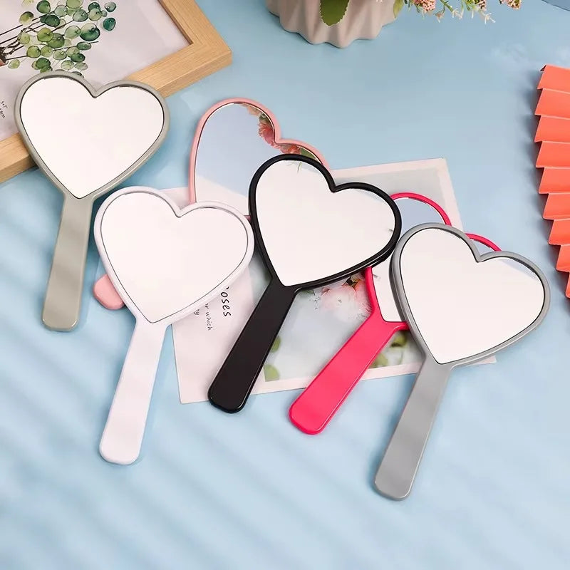 Zonyin Wholesale Custom Logo Large Black Heart Shaped Mirror Personalized Single Sided Pocket Hand Held Makeup Mirror for Women