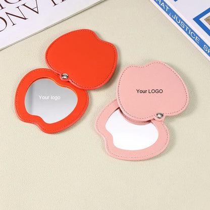 Zonyin Wholesale Gold Silver Apple Designed Travel Makeup Mirror Custom Logo Portable Small Pocket Mirrors for Christmas Gifts