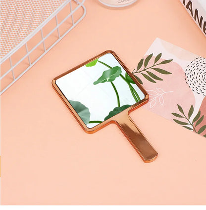 Zonyin Wholesale Electroplate Sliver Gold Handle Mirror Custom logo Small Handheld Square Cosmetic Hand Makeup Mirrors for Women