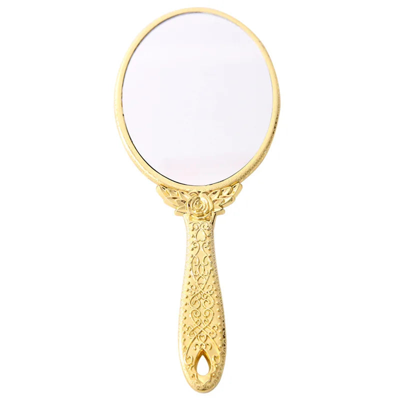 Zonyin Wholesale Plastic Handheld Makeup Mirror Oval Retro Travel Cosmetic Mirror with Portable Hand Held Mirror for Women Girls