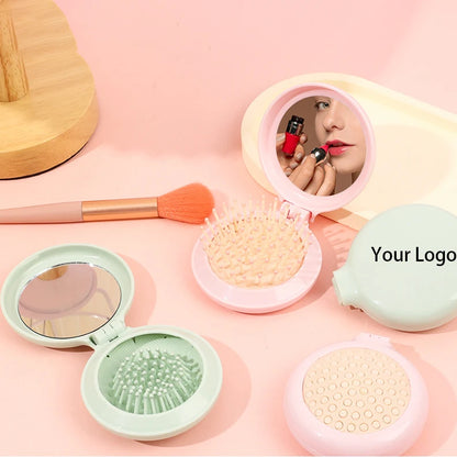 Zonyin Custom Logo Hot Sell Mini Plastic Folding Cosmetic Mirror Portable Comb Pocket Travel Mirror Mini Makeup Mirror for Girls