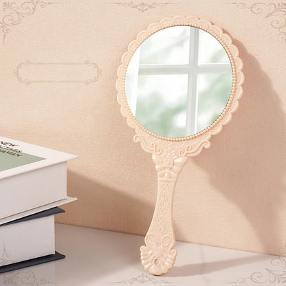 Zonyin Wholesale European Princess Vintage Oval Hand Held Cosmetic Mirror Handheld Retro Compact Makeup Mirror for Wedding