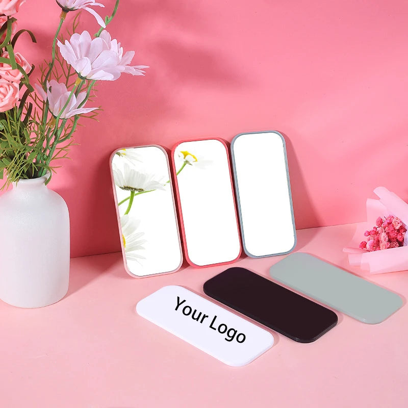 Zonyin Wholesale Promotion Portable Handheld Square Cosmetic Makeup Mirror Plastic+Glass Travel Pocket Personalized Small Mirror