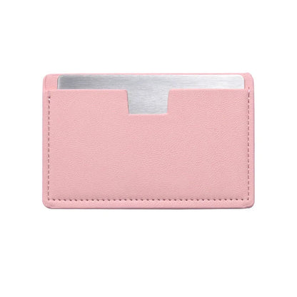 Zonyin Wholesale Rectangle Pull-out Design Travel Makeup Stainless Steel Mirror Custom Your Brand Logo With Pu Leather Case