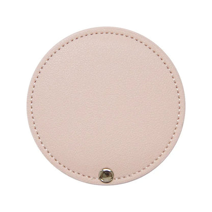 Zonyin Wholesale White Round Pocket Mirror Pu Leather Glass Small Travel Cosmetic Mirror for Women Girls