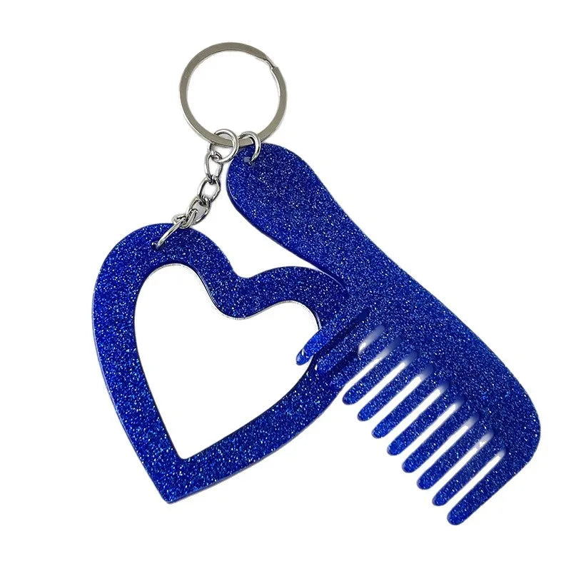 Zonyin Customized Personalized Glitter Sequin Car Keychain Bag Love Mini Acetate Makeup Mirror Heart DIY Car Hanging Accessories