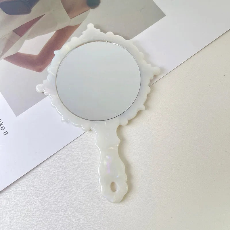 Zonyin Wholesale Diamond Pattern Acetate Makeup Mirror Portable Handle Handheld Cosmetic Mirror Colorful Women for Daily Use