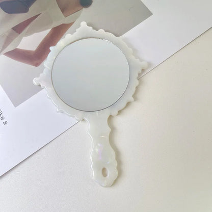 Zonyin Wholesale Diamond Pattern Acetate Makeup Mirror Portable Handle Handheld Cosmetic Mirror Colorful Women for Daily Use