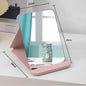 Zonyin High Quality Folding Rectangle Tabletop Pu Cosmetic Mirror Custom Logo White Pu Leather Makeup Vanity Mirror for Travel