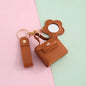 Zonyin PU Leather Mini Bag Storage with Flower Shape  Makeup Mirror Earphone Bag Keychain Pendant