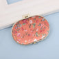 Zonyin High Quality Handheld Makeup Mirror Wholesale Vintage Silk Fabric Rectangle Oval & Round Sided Mirrors with Double Sides