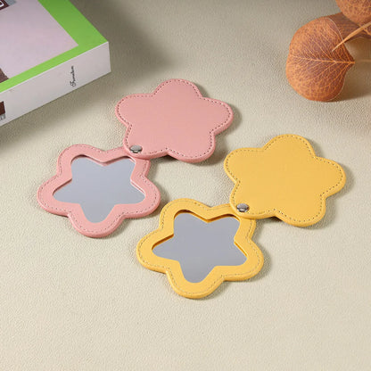 Zonyin Portable Gold Shiny Star-Shaped Compact Mirror Custom Silver Pu Leather Small Travel Cosmetic Mirrors with Private Logo