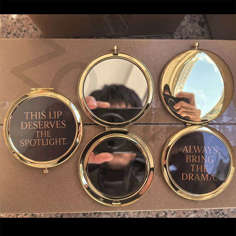 Zonyin Wholesale Double-sided Metal Makeup Mirror Round Folding 2X Magnifying Pocket Mirror with Customized for Wedding Gift
