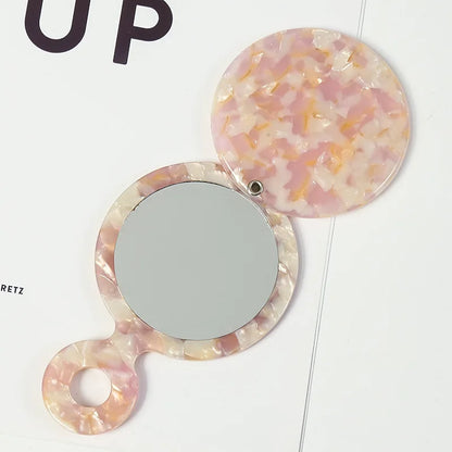 Zonyin Custom Logo Round Travel Cosmetic Mirror New Design Leopard Print Acetate Flip Pocket Handheld Makeup Mirror for Grills