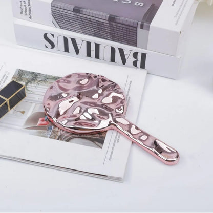 Zonyin New Design Electroplate Hand-held Round Pocket Mirror Custom Logo Portable Beauty Handheld Makeup Mirror with Promotion
